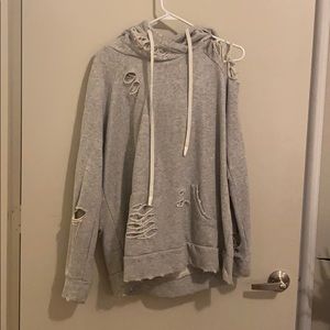 Distressed oversized hoodie, Alo yoga